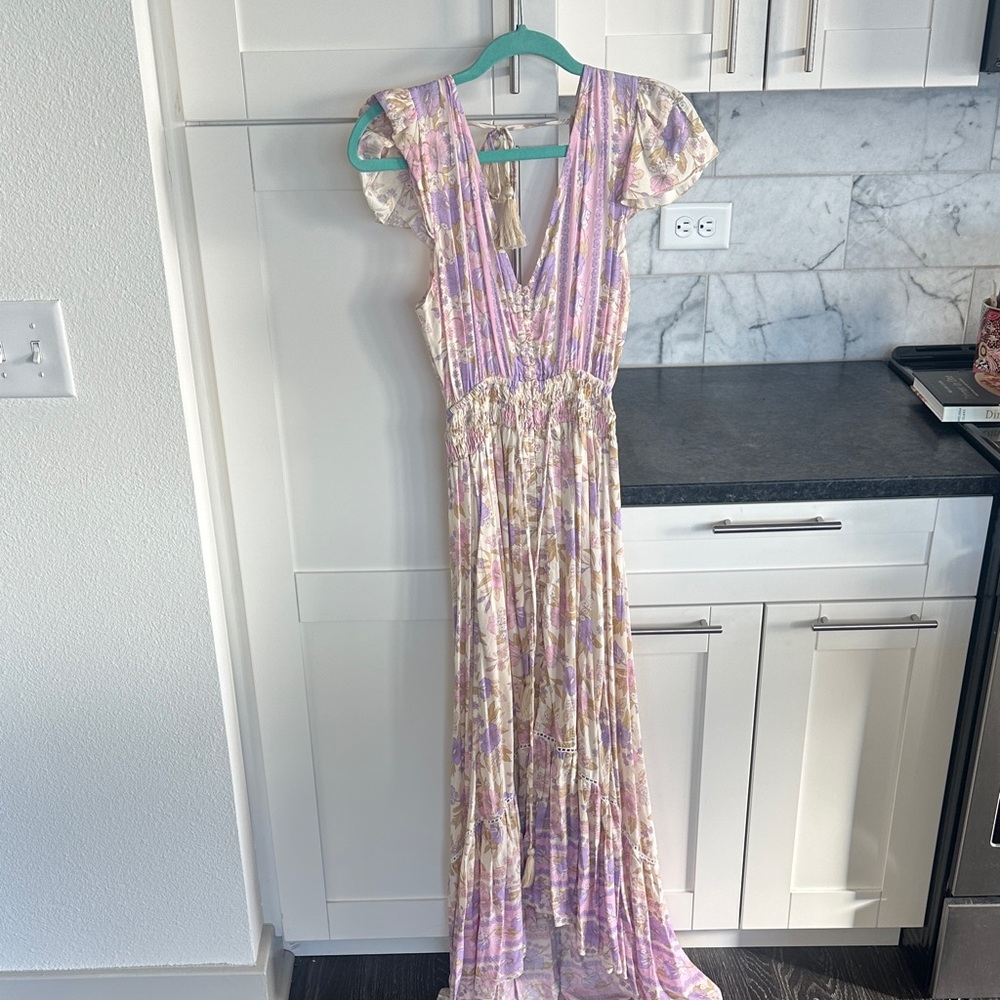 Floral Maxi Dress in Purple and Cream